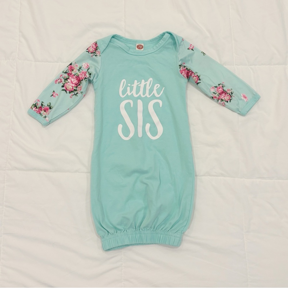 Charming Little Sis Floral Nightgown for baby / 0-3 months